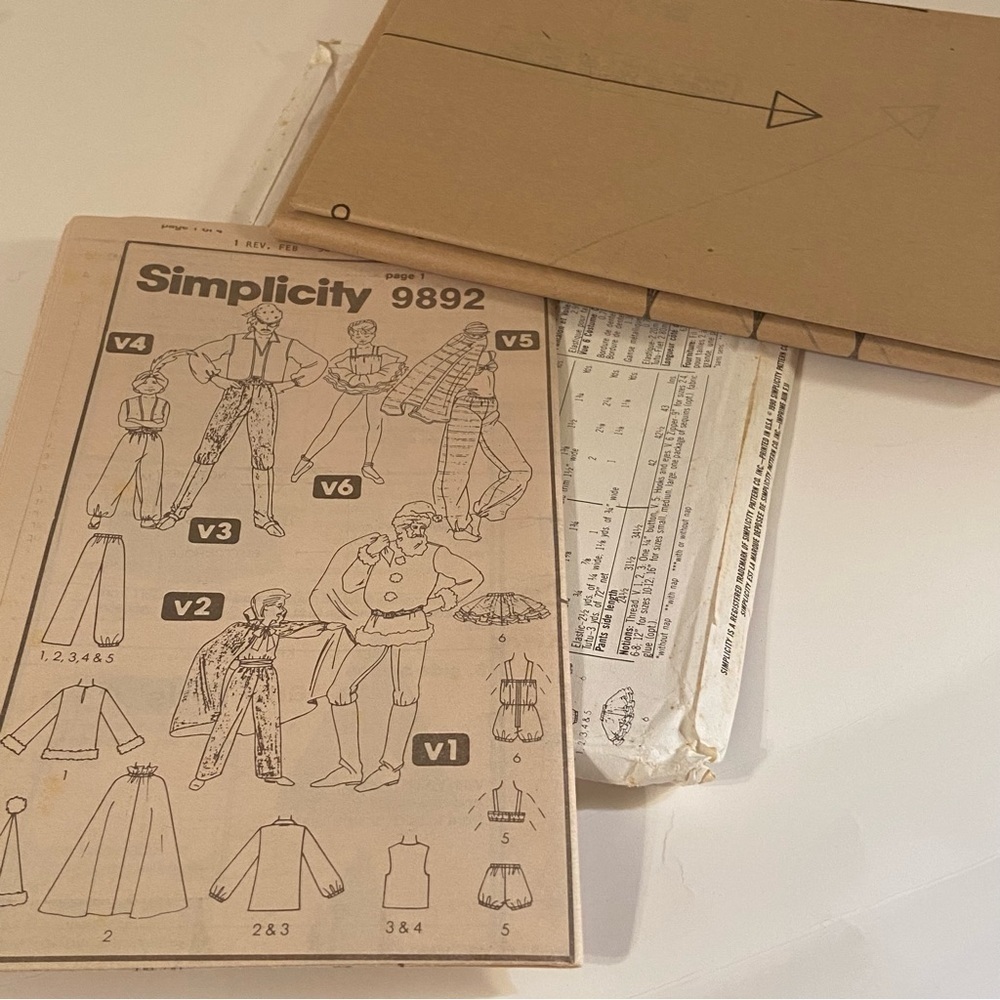 Simplicity 9892 Size AA Sm-Lg  Vintage Adult & Children Multiple Costume Pattern - Picture 3 of 4